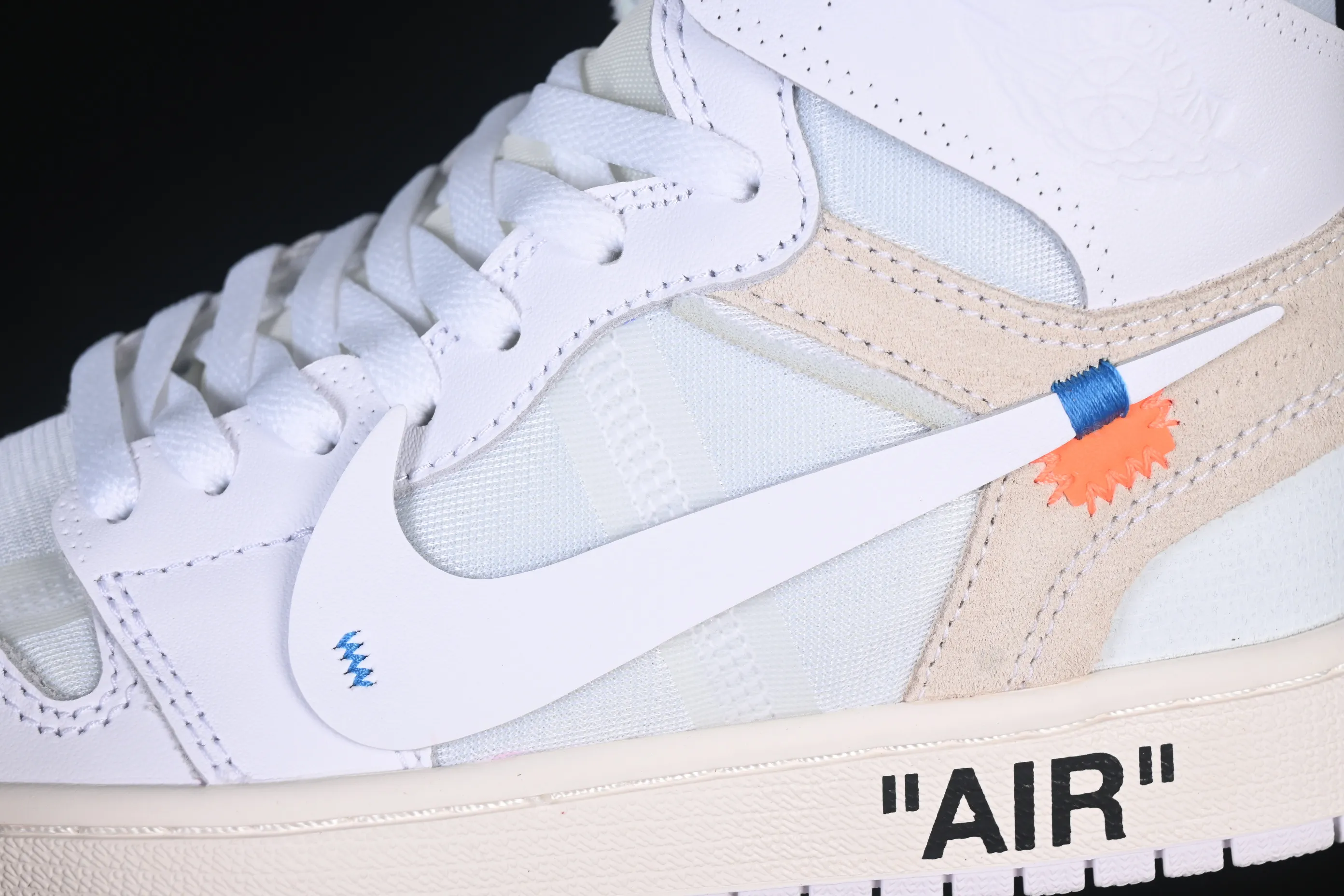 All categories Air Jordan Jordan series basketball shoes Air Jordan 1 High Pure original special offer Off White x Air Jordan OW AJ1 Joe 1 joint all-white high-top basketball shoes AQ0818-100